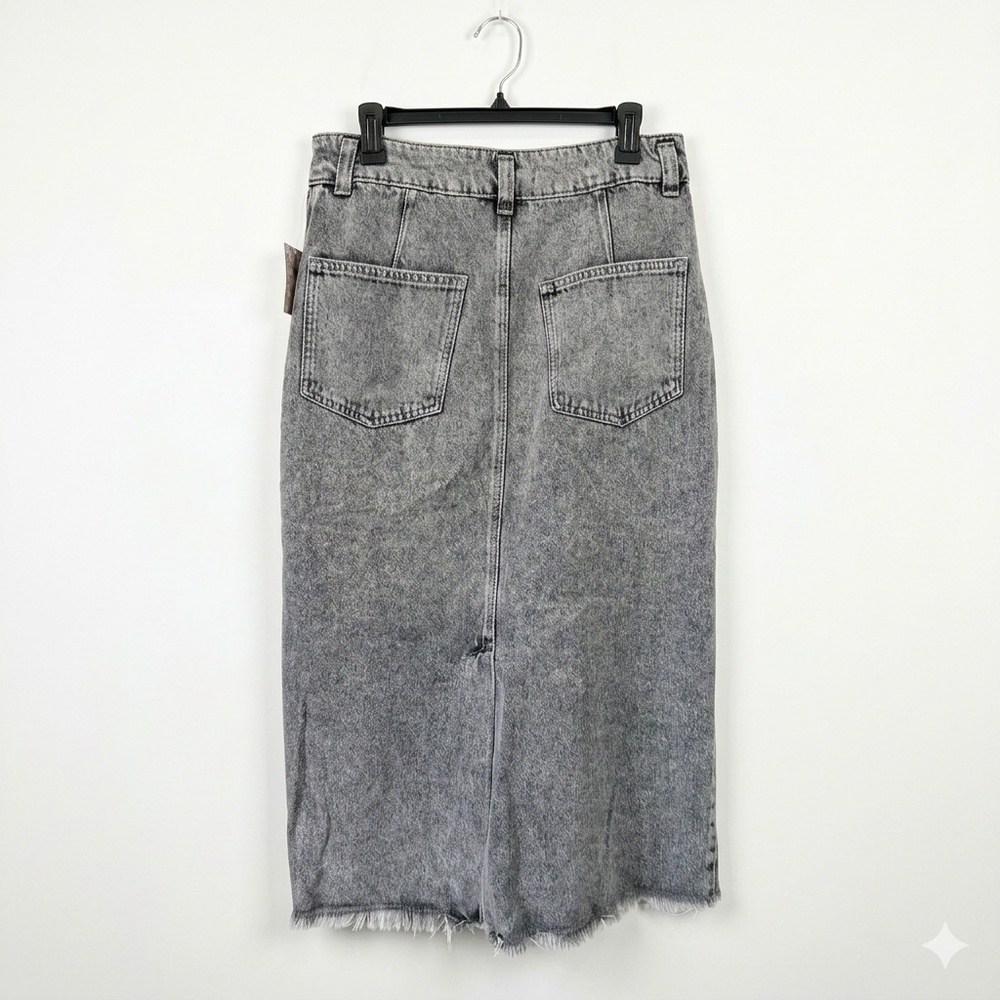 WE THE FREE GRAY WASH MIDI DENIM SKIRT - Picture 3 of 9